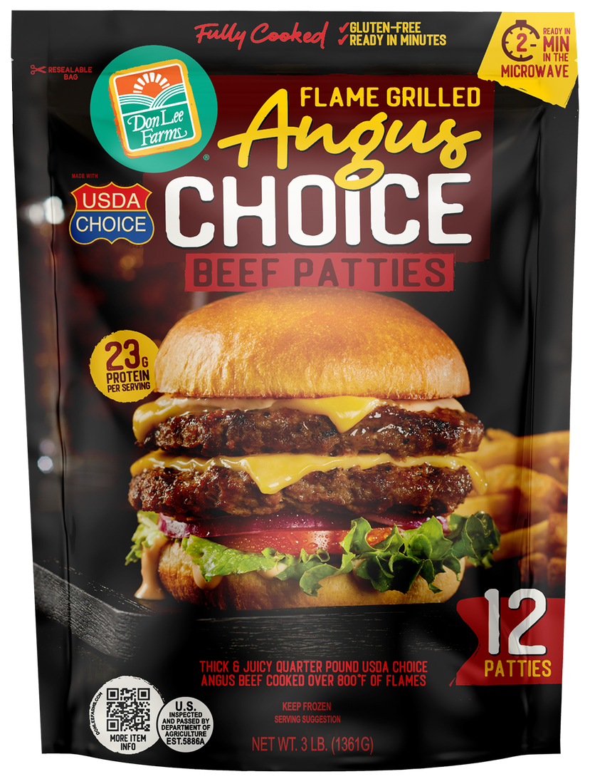 Don Lee Farms Flame-Grilled Angus Choice Beef Patties bag